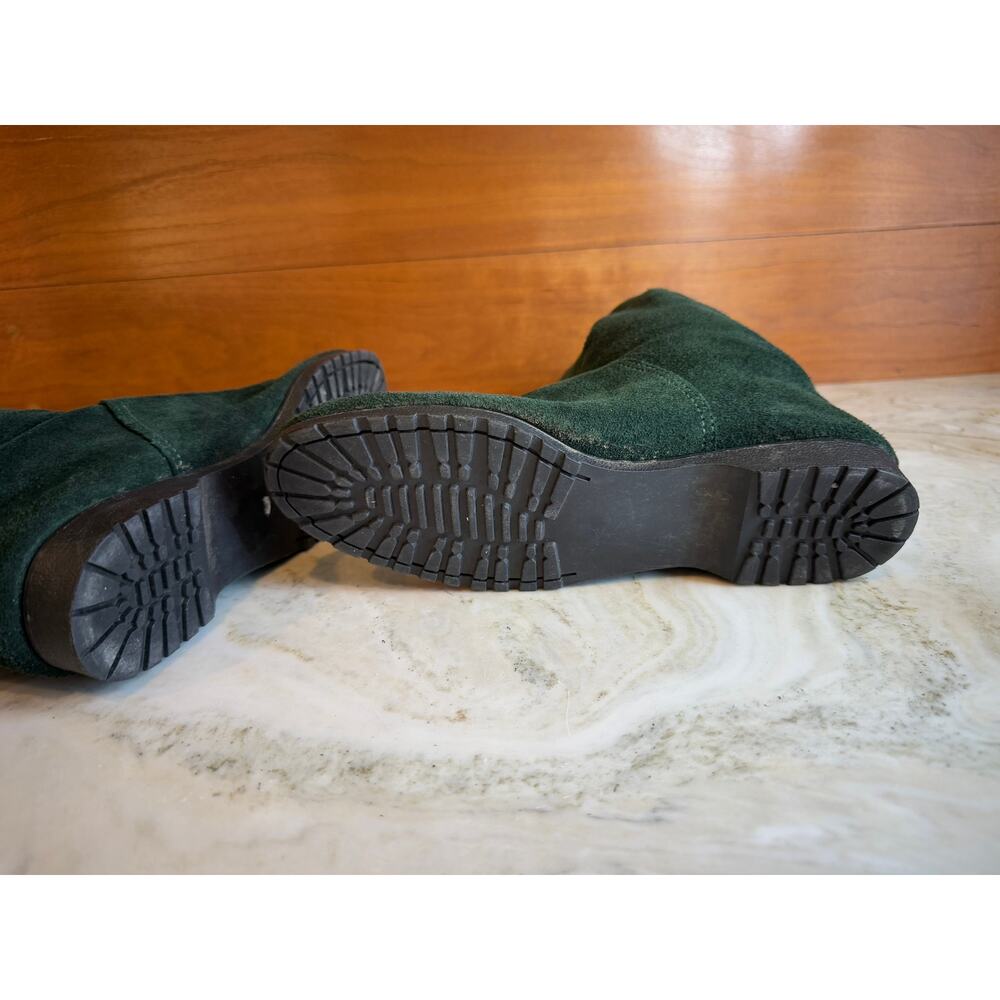 Vintage Lands End Hunter Green Suede Flat Mid Ankle Boots 6.5 - Picture 6 of 8
